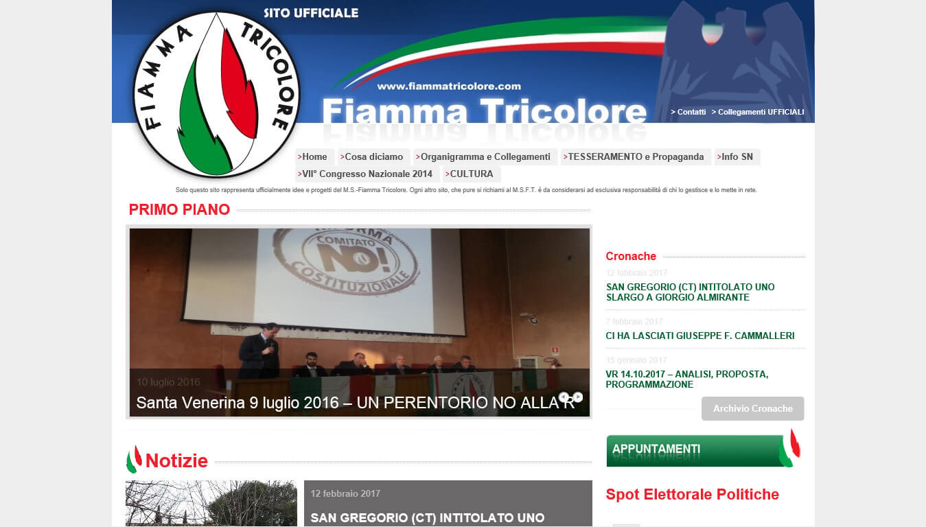 sito internet del partito fiamma tricolore