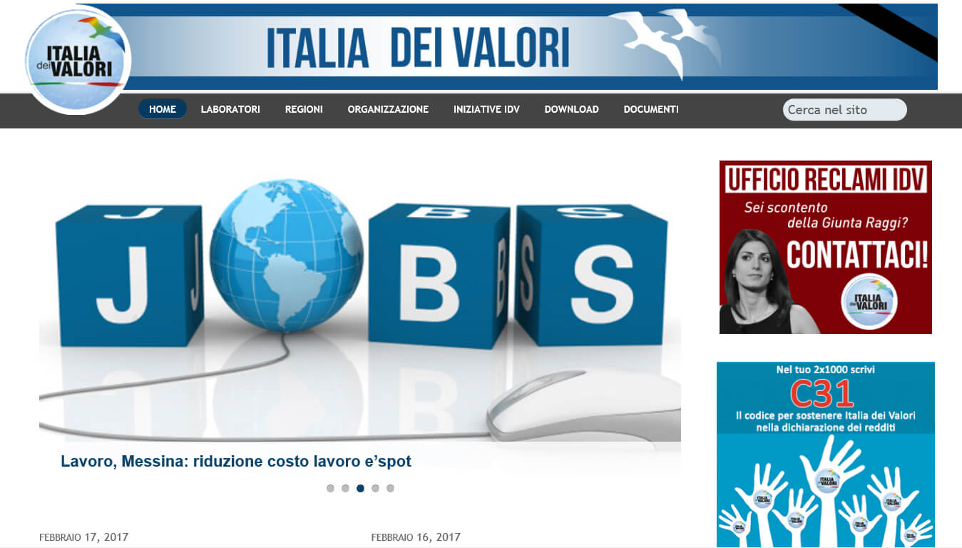 sito internet di italia dei valori