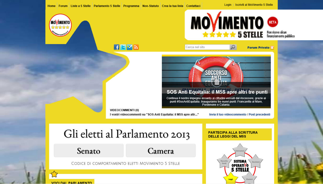 sito web del movimento 5 stelle
