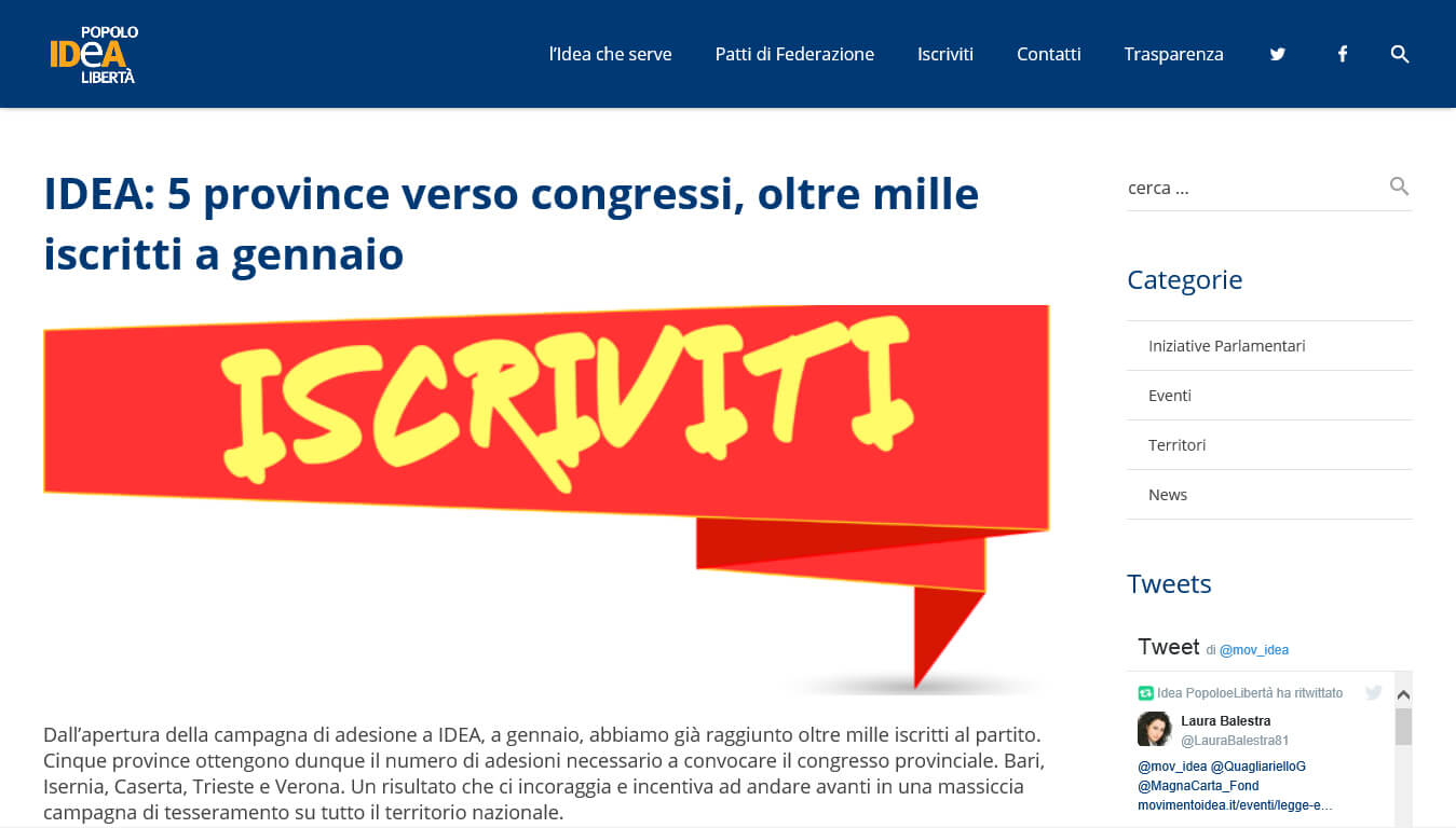 sito web del partito movimento idea