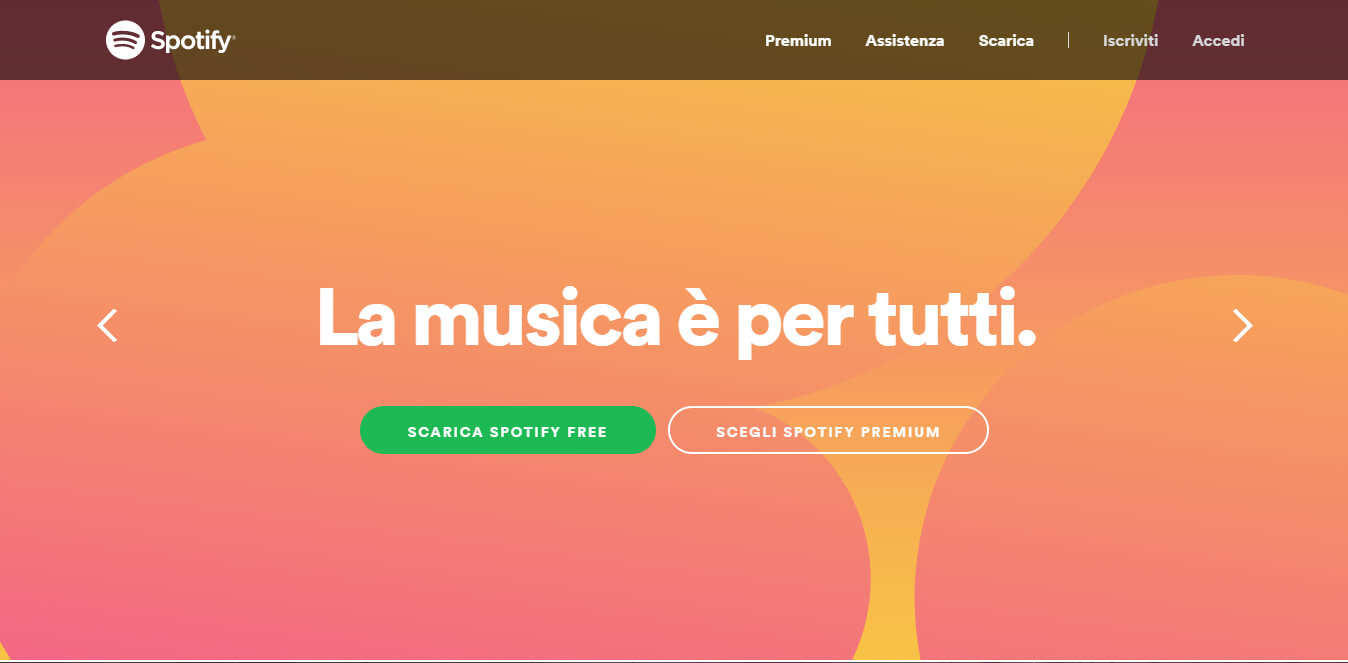 esempio di call to action su Spotify